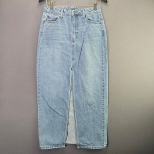 Scoop Denim Maxi Skirt Light Wash Front Slit Long Jean Skirt 4 Vintage Style